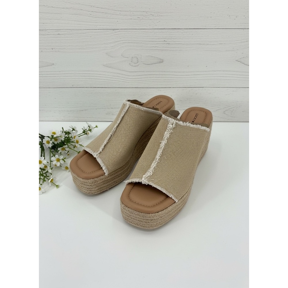 Lucky Brand Espadrille Platform Wedge Mule Sandals‎ Neutral 9W EU 40 NWOT